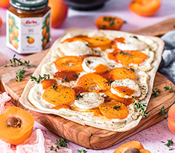 FRUITY TARTE FLAMBÉE WITH APRICOTS AND GOAT'S CHEESE